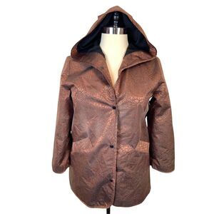 Silk Lined Raincoat Vintage Marylou Ozbolt Storer Womens Copper Brown Oversize M